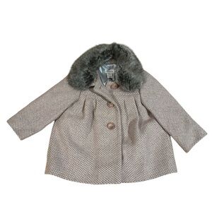 Monsoon Coat with Faux Fur Collar Tan Size 6-12 Months